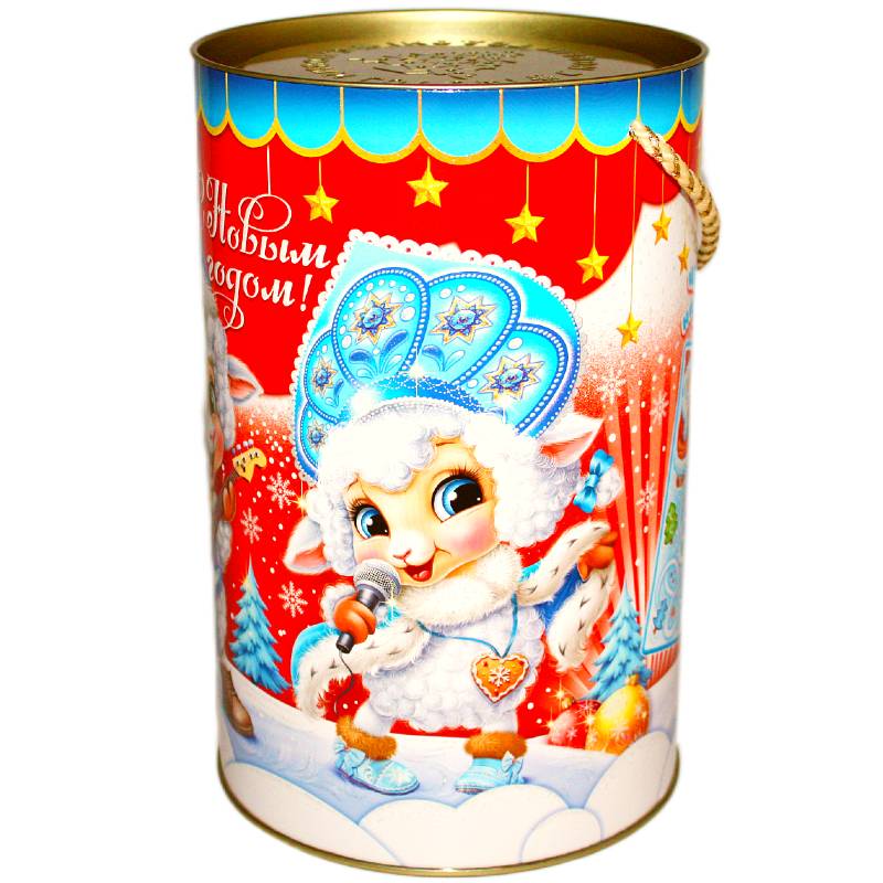 Сладкий новогодний подарок в картонной тубе весом 600 грамм в Волгодонске